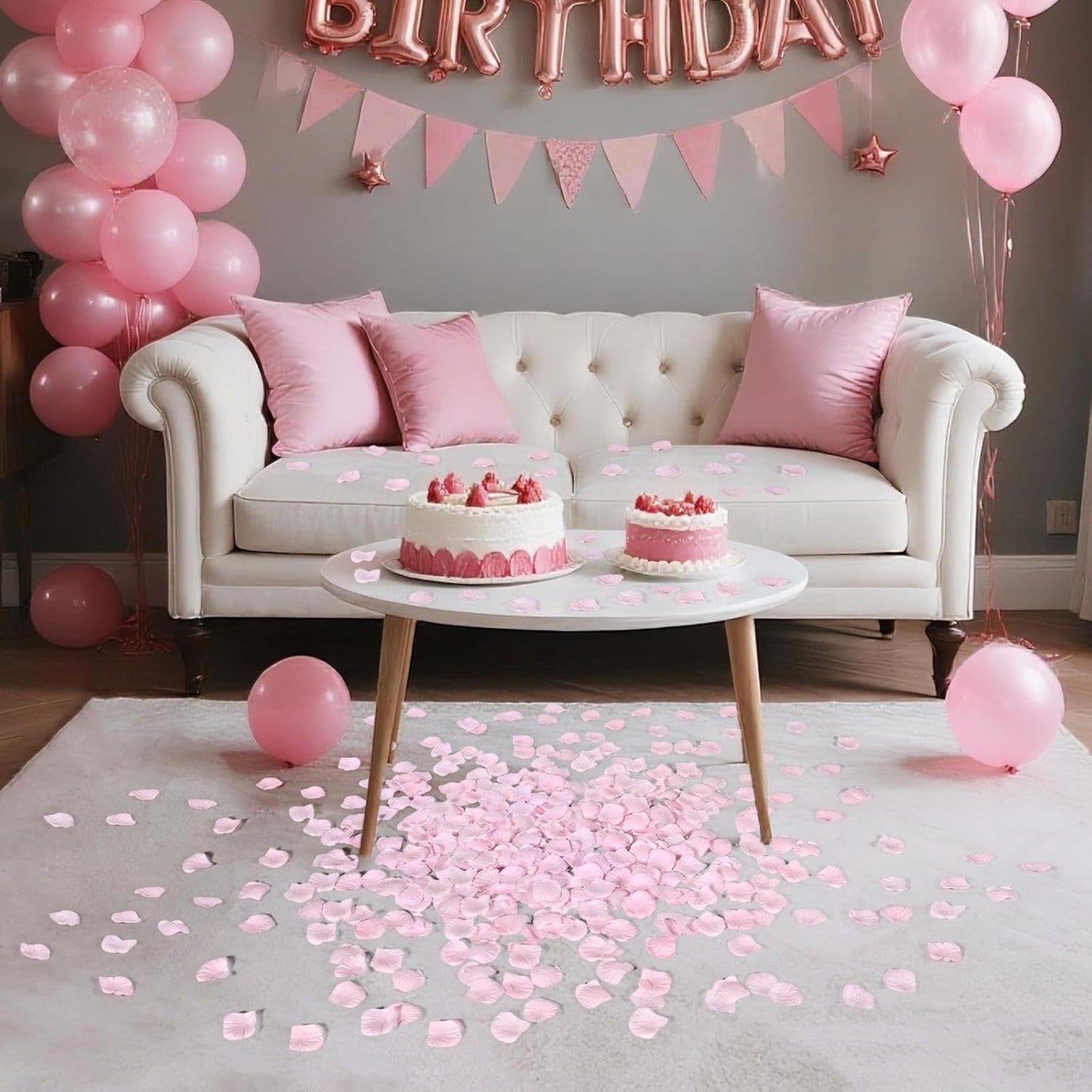 1000 Pcs Pink Rose Petals Artificial Silk Flower Petals Romantic Decorations for Wedding Engagement Birthday Event Anniversary Party Backdrop Supplies