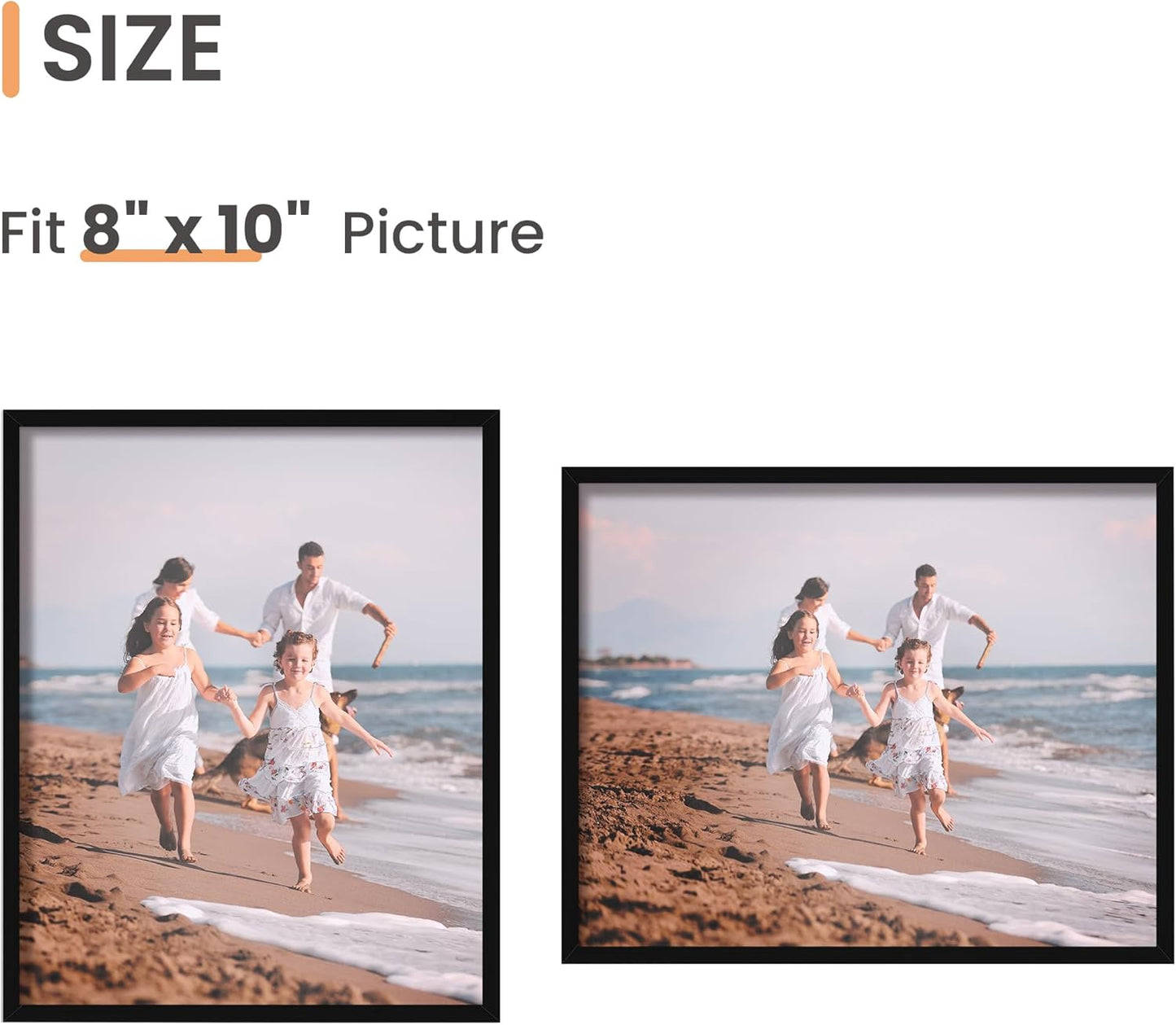 upsimples 8x10 Picture Frame Set of 3, Made of High Definition Glass for 8 x 10, Wall and Tabletop Display Thin Border Photo Frames for Home Decor, Black