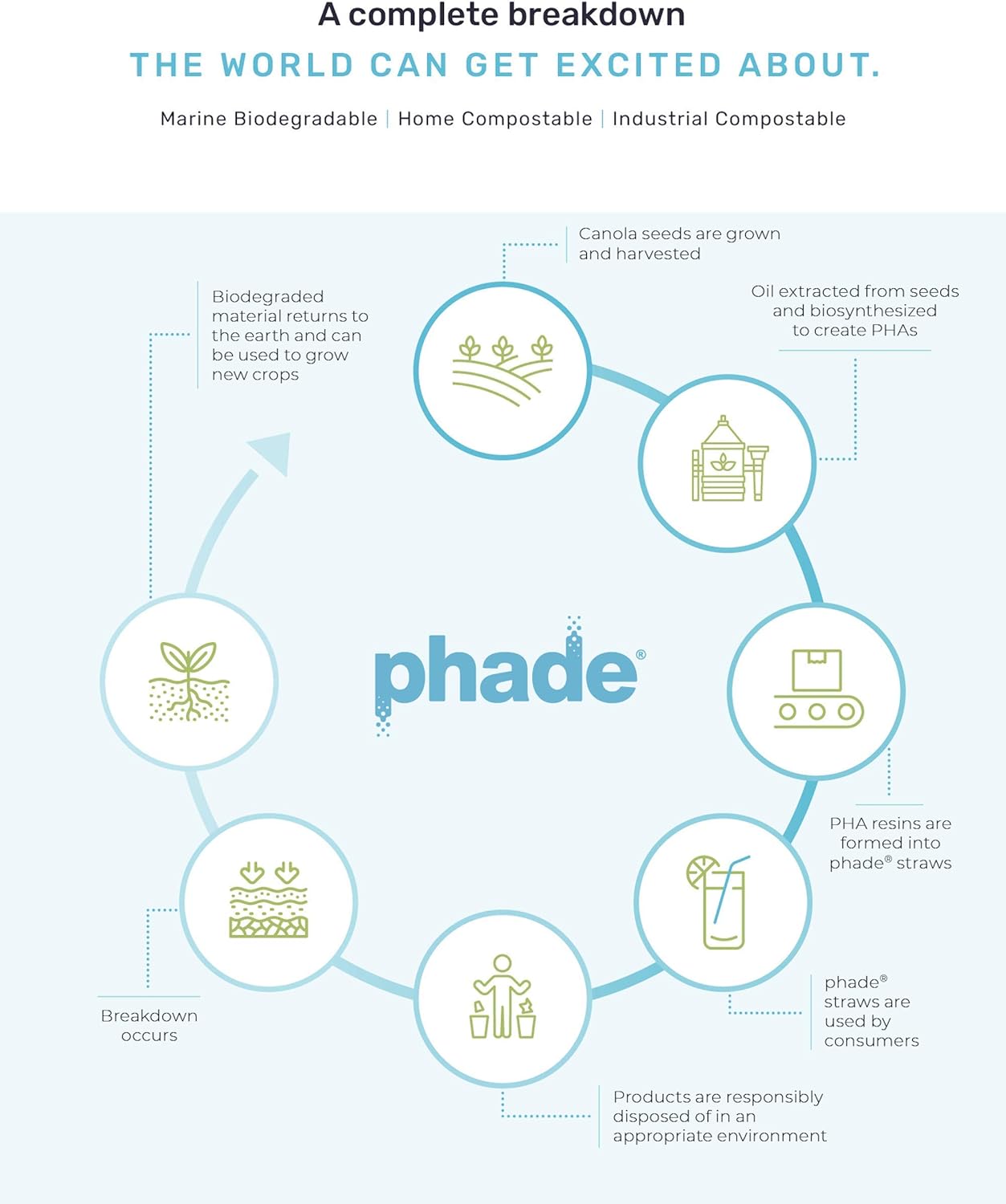 phade Eco-Friendly Cocktail and Coffee Straws/Stirrers 6,000 Count - Sustainable Marine Biodegradable Compostable Stirrer, 6 Pack