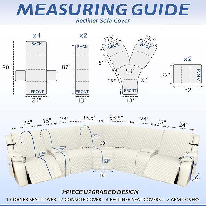 Arfntevss Recliner Sectional Couch Covers 1OO% Waterproof L Shape Sofa Cover - Image 2