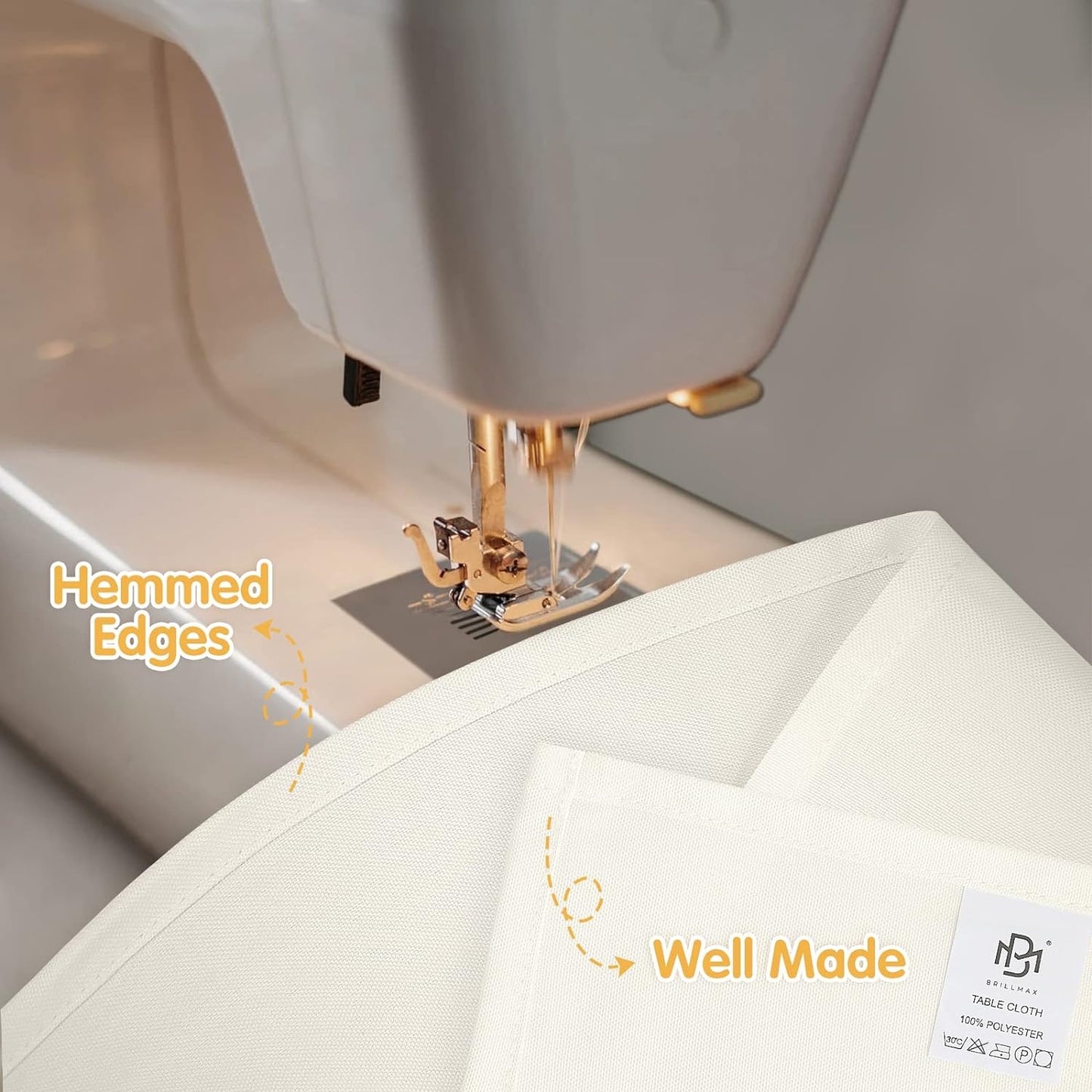 BRILLMAX 6 Pack Ivory Tablecloths for 6 Foot Rectangle Tables 90 x 132 Inch - 6ft Rectangular Bulk Linen Polyester Fabric Washable Cloth Cover for Wedding Reception Banquet Birthday Party