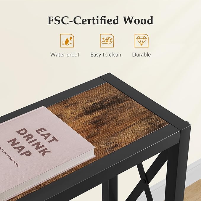 Gewudraw Console Table with Oulets and USB Ports, 55.1" Sofa Table Behind Couch - Image 8
