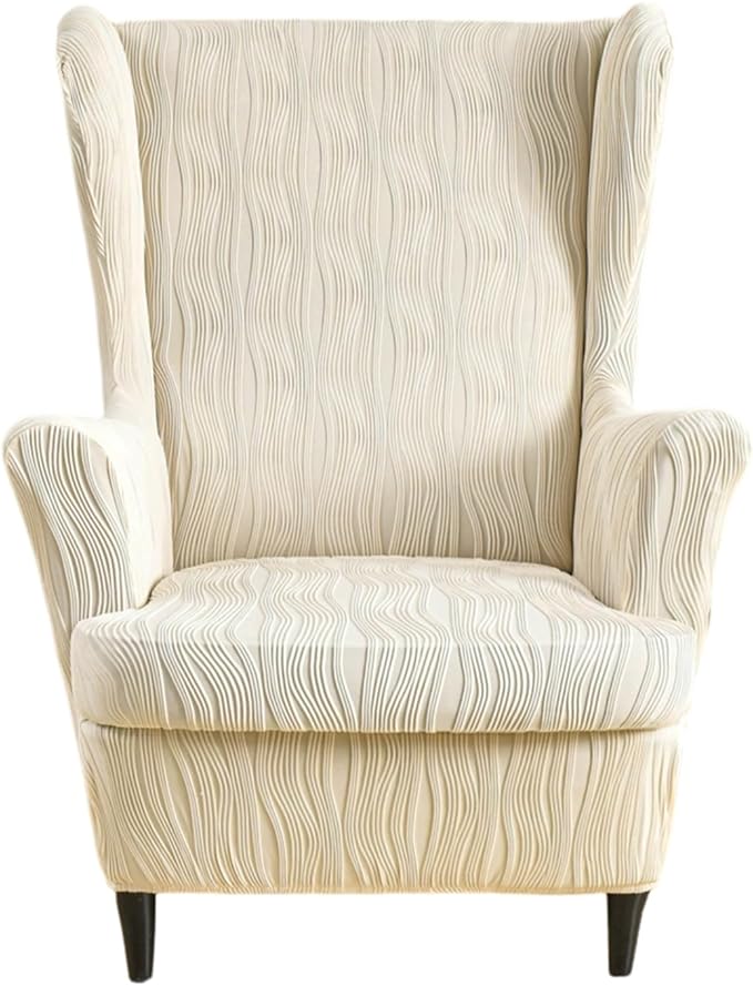 KRFOONN Stretch Wing Chair Slipcovers Printed 2 Piece Wingback Chair Covers by KRFOONN