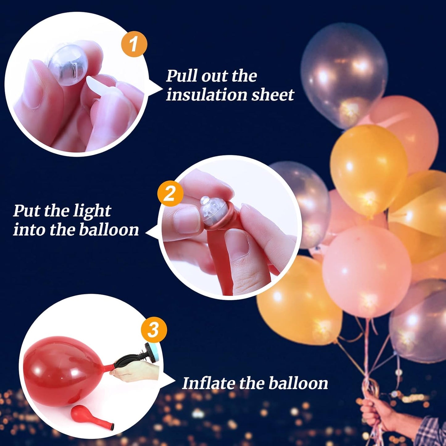 ZGWJ LED Lights, 100pcs Mini Balloons Light up Balloons for Party Decorations - Flash Blue, Battery Powered, Wide Use, Easy to Operate, Reusable, Good Service