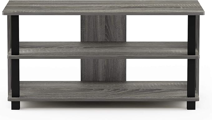 Furinno Sully 3-Tier Stand for TV up to 40, French Oak Grey/Black - Image 4