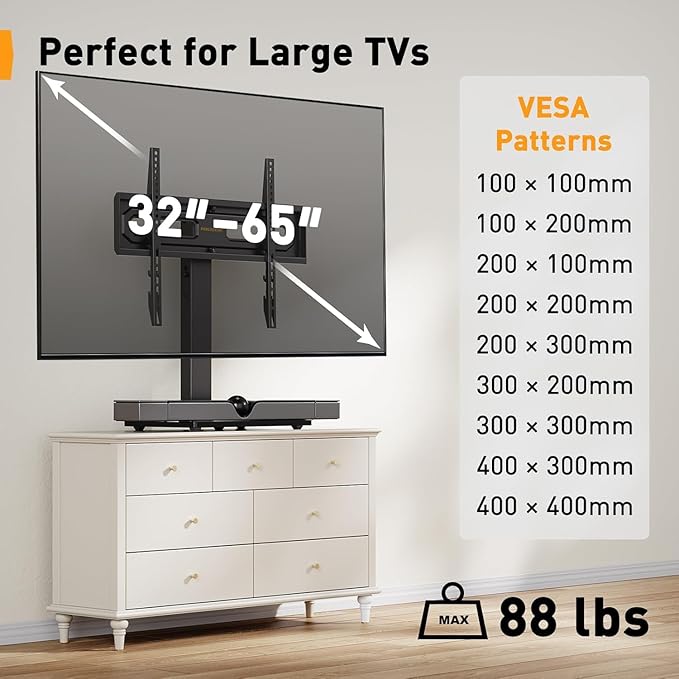 Perlegear Table Top TV Stand Mount, Universal Swivel TV Stand - Image 2
