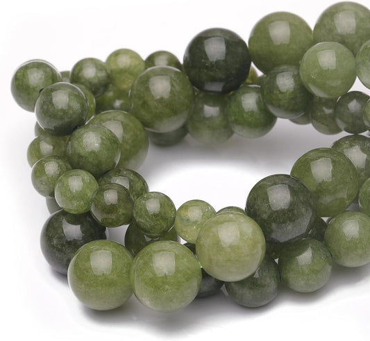 6mm Natural Stone Beads for Jewelry Making,Green Jade Polished Smooth Round Gemstone Beads for Bracelet Necklace 15 Inch