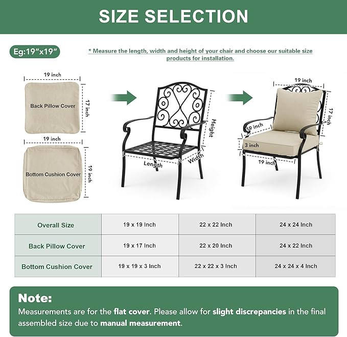 Summsun Patio Chair Cushions 24 x 24 Inch, Faux Linen Outdoor Furniture Cushions - Image 7