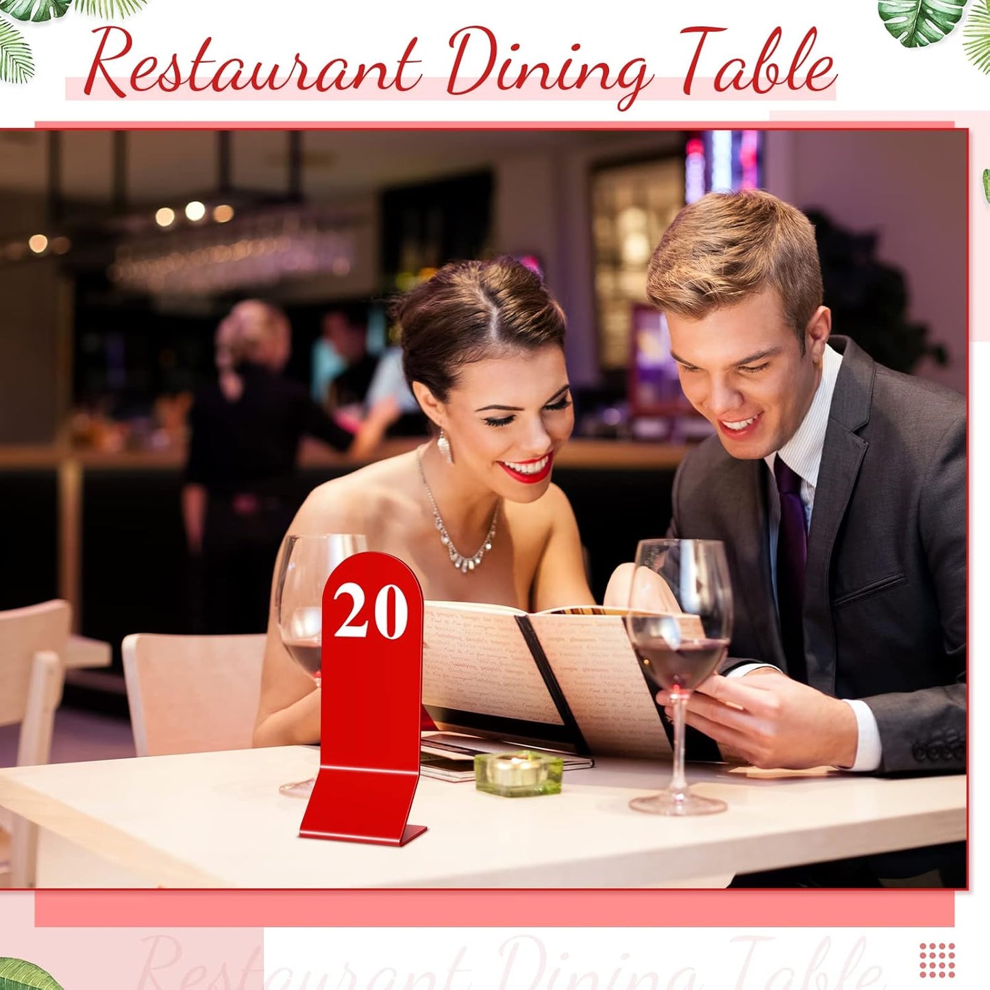 Remerry 50 Pcs Table Numbers 1-50 Acrylic Double Sided Number Cards Acrylic Tent Table Holders Tent Cards Wedding for Restaurant, 2.36 x 6.3 Inch (Red)