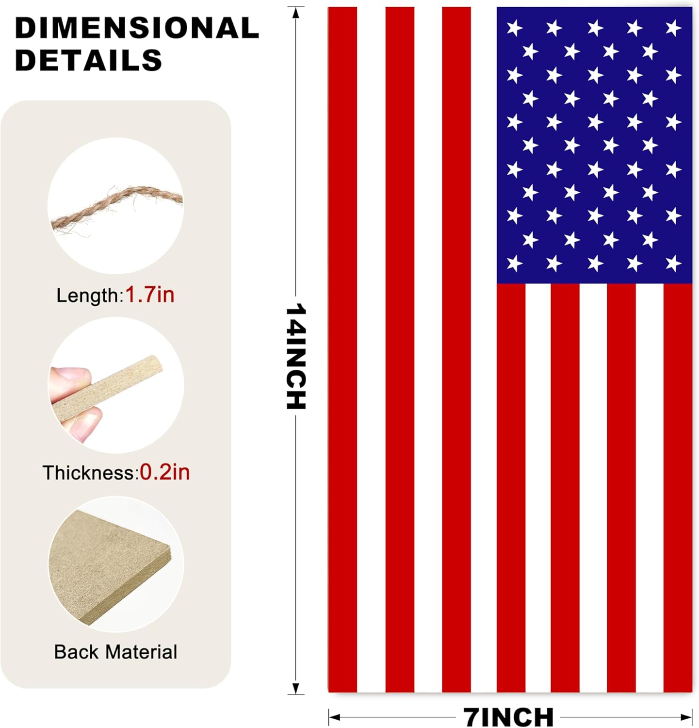 American Flag Door Hanging Sign，Farmhouse Patriotism Artwork Decorations Signs, Framed Indoor Outdoor Decorative Art Ornament for July 4th Independence Day, New Year, Holiday Party, Birthday