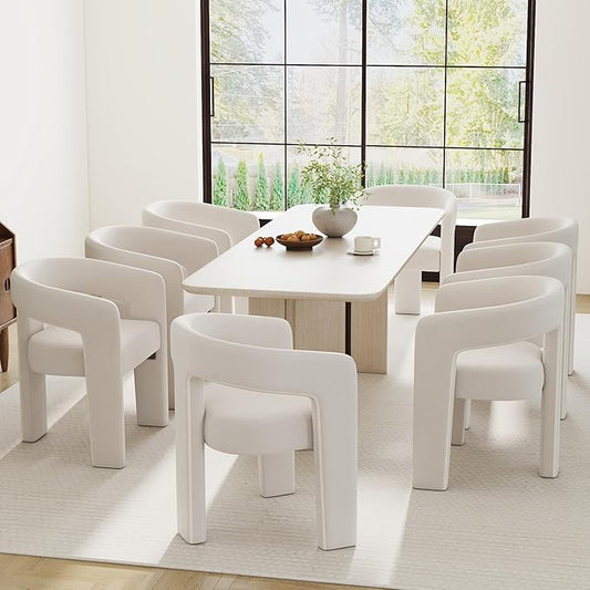 RIVOVA Modern Barrel Dining Chairs Set of 8, Velvet Upholstered Accent Side by RIVOVA