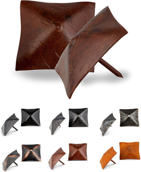 25 Pack 2" Square Head Iron Clavos Decorative Nails – Sealed Rusted – Handmade Rustic Square Fasteners for Farmhouse Shutters, Faux Wood, Barn Doors, Shutters, and Gates – Ornamental Wood Accent