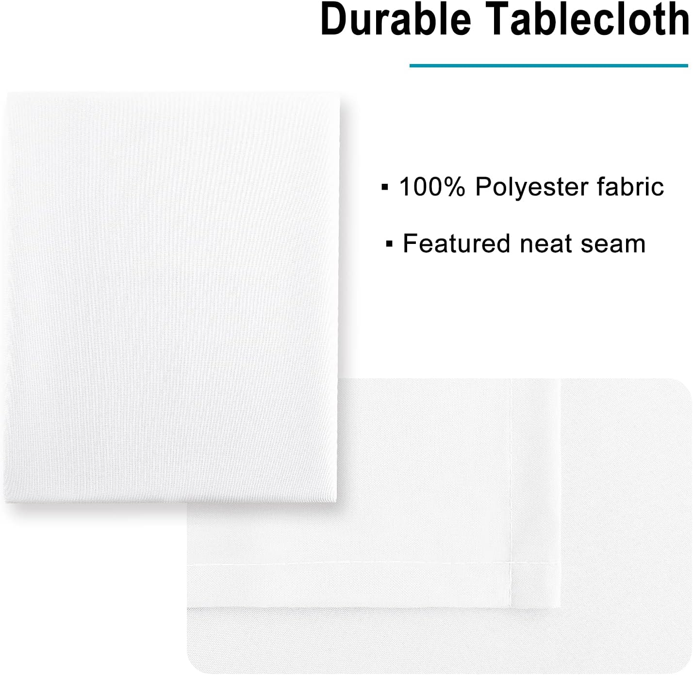 Hiasan White Rectangle Tablecloth - Waterproof Washable Polyester Fabric Table Cloth for Buffect Dining Birthday Party Wedding, 30 x 60 Inch