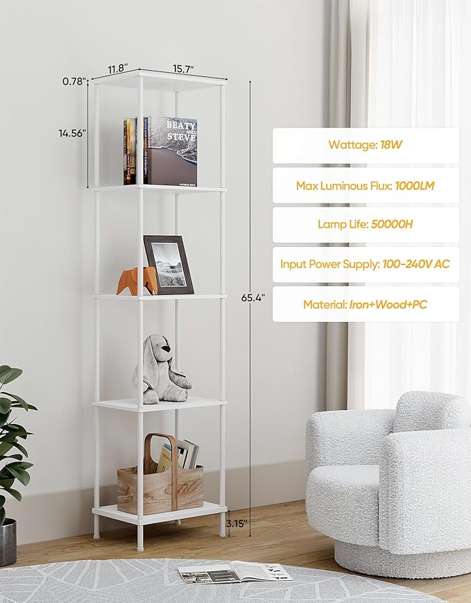 Display Shelf with RGBCW Light, Color Changing Curio Cabinet Floor Lamp with - Image 2
