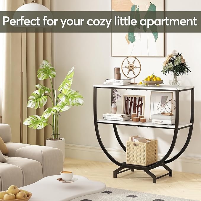 GILLAS 3 Tier Console Tables, Sofa Table Behind Couch Table, Industrial - Image 9