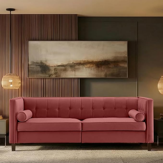 Dreamsir 78'' W Velvet Sofa, Mid-Century Modern Love Seats Sofa Furniture by Dreamsir