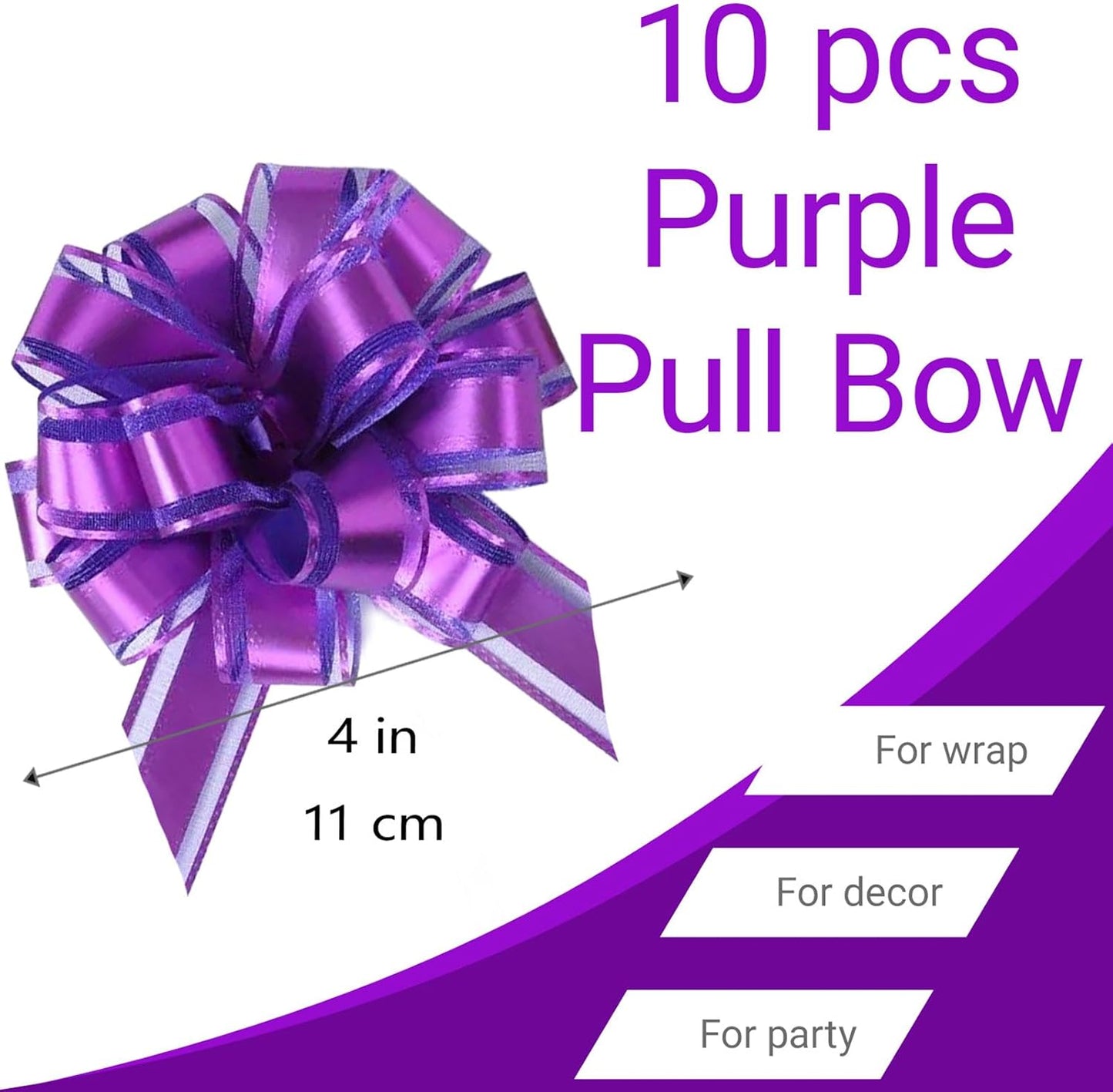 Small Pull Bows, 10 PCS 4 Inch Purple Gift Bows for Wrapping,Basket, Wedding,Birthday Party,Flower Bouquet Decoration