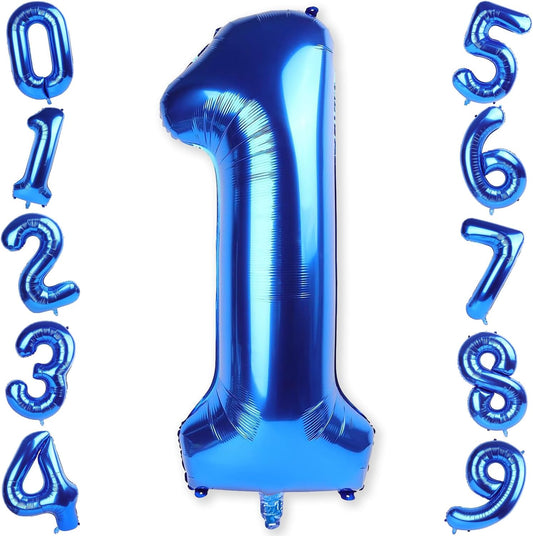 40 Inch Navy Blue Number 1 Balloon, Dark Royal Blue Large Self Inflating Foil One Balloons for 1st Birthday Decorations Boys Girls, Digital 1 Helium Balloon for First Birthday Baby Shower Anniversary