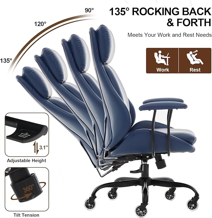 E-Motie Office Chair, Leather Desk Chair - Image 6
