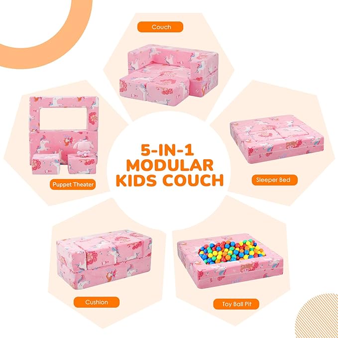MeMoreCool Modular Kids Couch, Glow Play Toddler Couch - Image 4