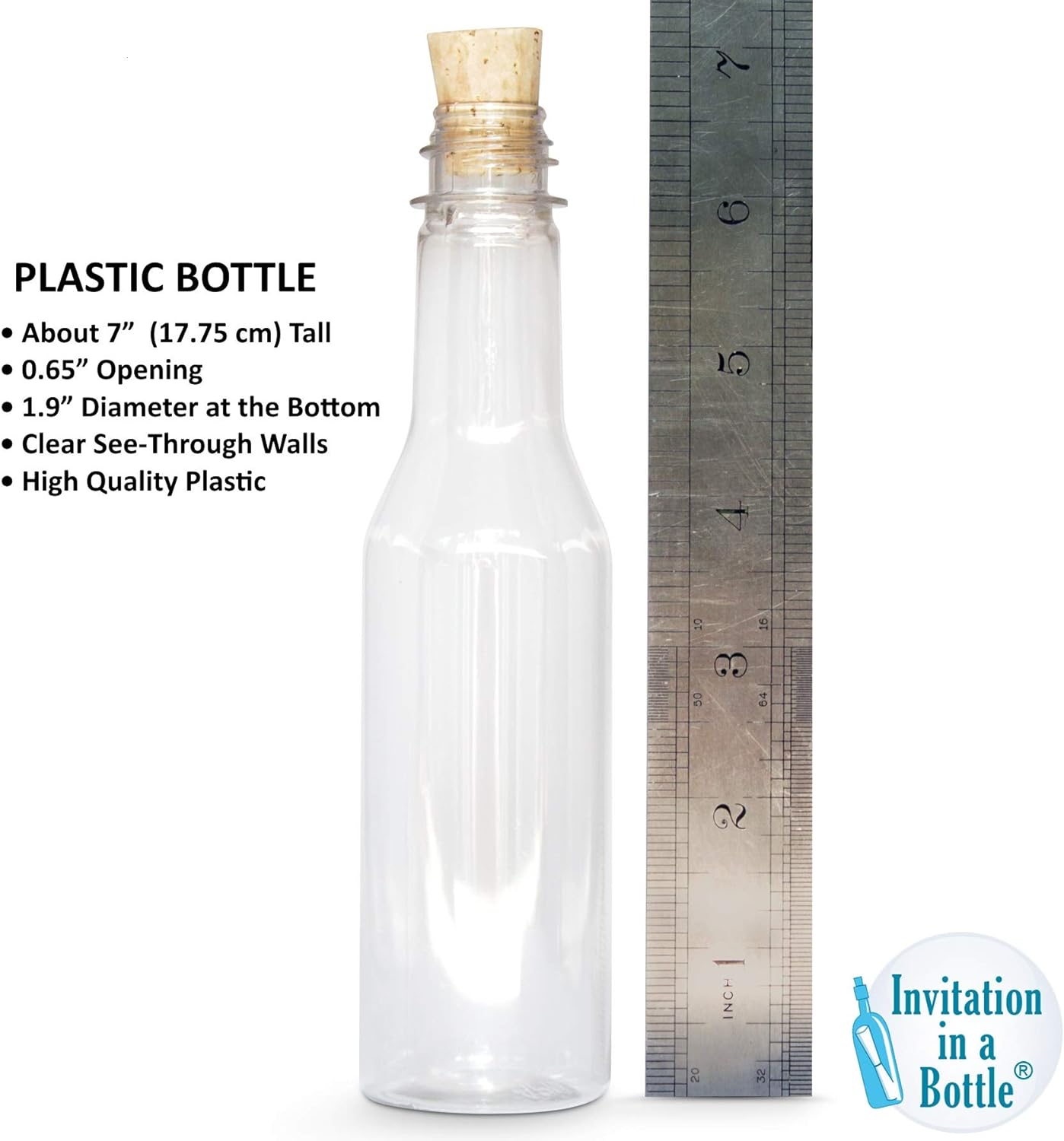 Plastic Bottles & Corks Set (20) - Clear PET Plastic Potion Bottles with Cork - Small Bottles with Cork & Tiny Jars with Cork Bottles, Message in Plastic Bottle, DIY Crafts