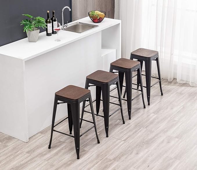 HAOBO Home 26" Backless Metal Counter Stool Height Bar Stools Barstools - Image 9
