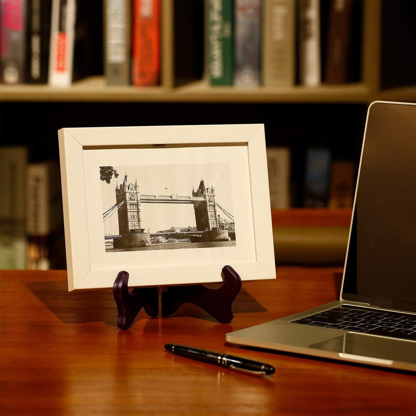 Tatuo 4 Packs Wooden Display Stand Decorative Plate Stands for Display Picture Frame Holder Easels(Red,7 Inch)