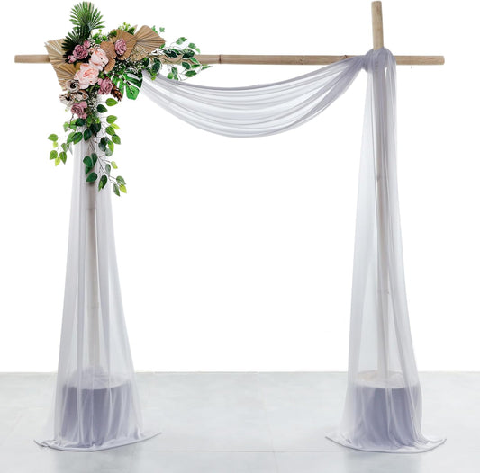 VDS Pack of 1 Panel (30 Inch X 50 Feet) Wedding Arch Draping Fabric Sheer Chiffon Fabric Drapery for Wedding Ceremony Reception Swag Backdrop Canopy Chuppah ARBO Altars Decoration (Cool Grey)
