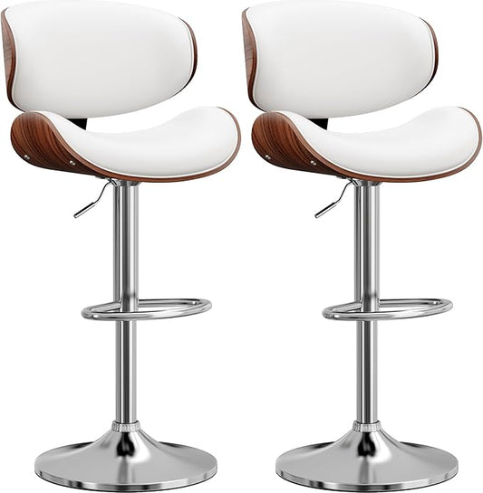 YaFiti Bar Stools Set of 2, Bentwood Adjustable Height Swivel Bar Stools by YaFiti