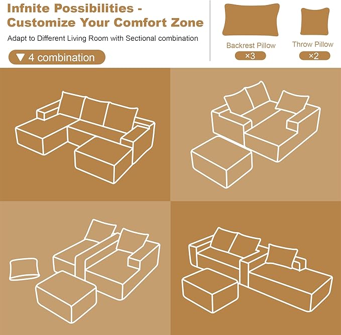 108" Sectional Couches for Living Room Modern Modular Sofa - Image 8