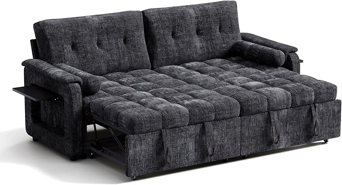 Convertible Sleeper Sofa Bed, 86 Inch Chenille Pull Out Couch - Image 11