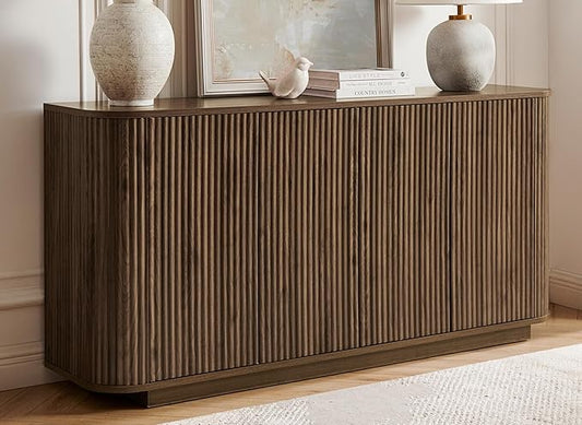 LKTART 64" Buffet Cabinet with Storage, Modern Fluted Accent Sideboard Media by LKTART