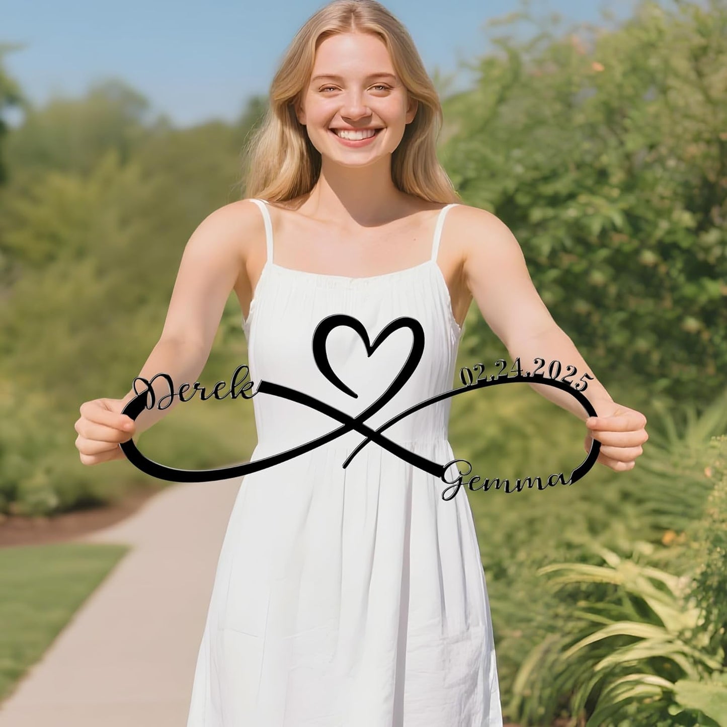 Personalized Valentine's Day Wedding Gifts For Couple Newlyweds, Custom Metal Infinity Signs With Name Date, Metal Name Signs Wall Art, Customized Anniversary Christmas Gifts For Women Men