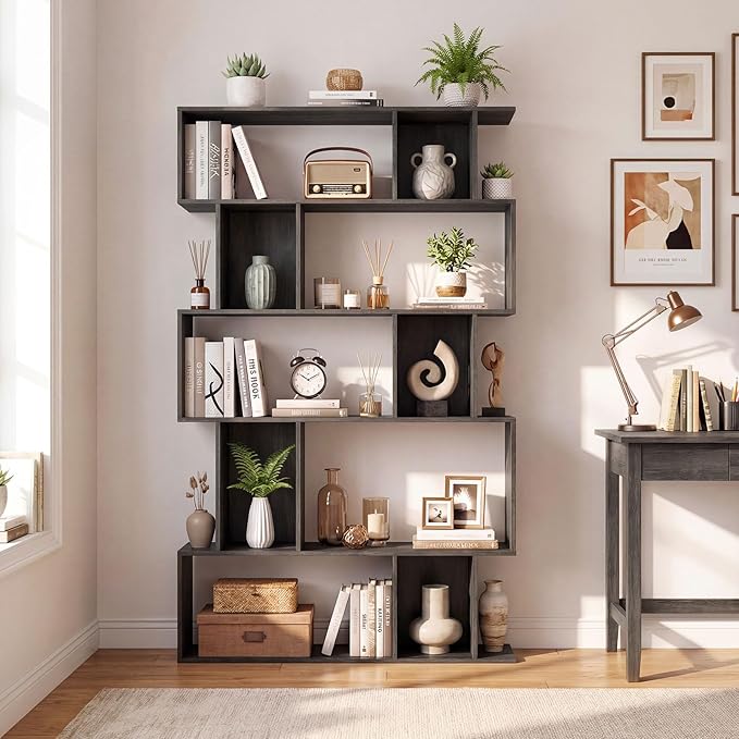 Giantex 5-Tier Bookshelves Set of 2, 10-Cube Geometric Bookcase - Image 8