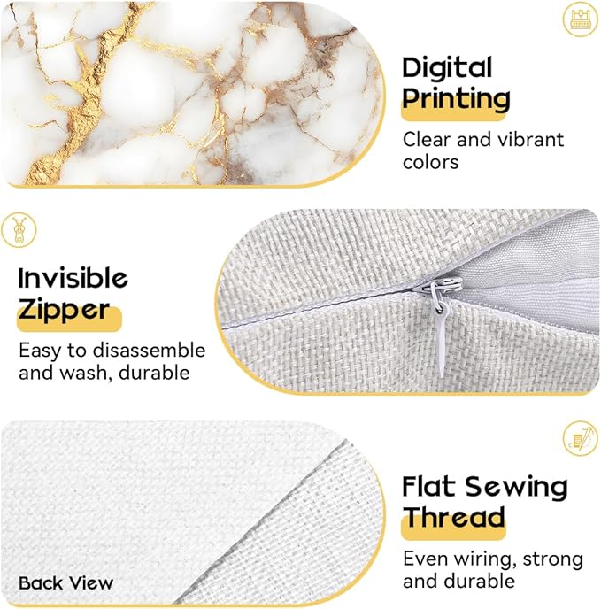 OBSEDE Gold Foil Marble Decorative Throw Pillow Covers 18 × 18 in, Couch - Image 4