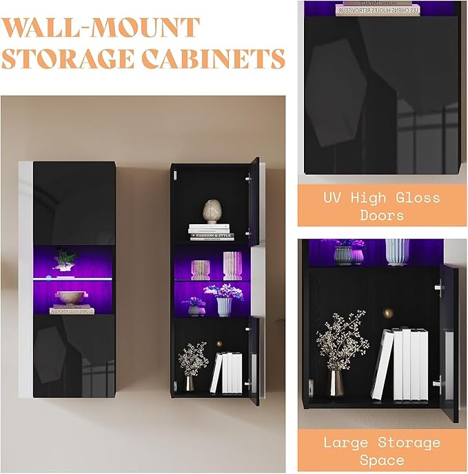 AMERLIFE Modern 3-Piece Wall Unit Entertainment Center Set - Image 4