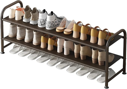 INGIORDAR Shoe Rack 2 Tier Long Storage Organizer Wide Metal Shoe Shelf by INGIORDAR