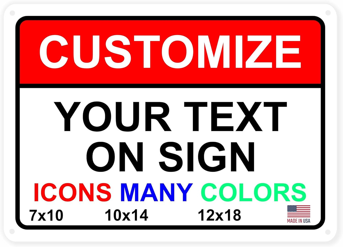 Custom Signs Outdoor Metal for Home Office Business, Personalized, Door, Porch, Delivery, Man Cave, Shop, Garage, Street. For Outside or Inside Use. Our Metal Signs Are UV Printed Solid Aluminum (10x7 inches, Header Box)