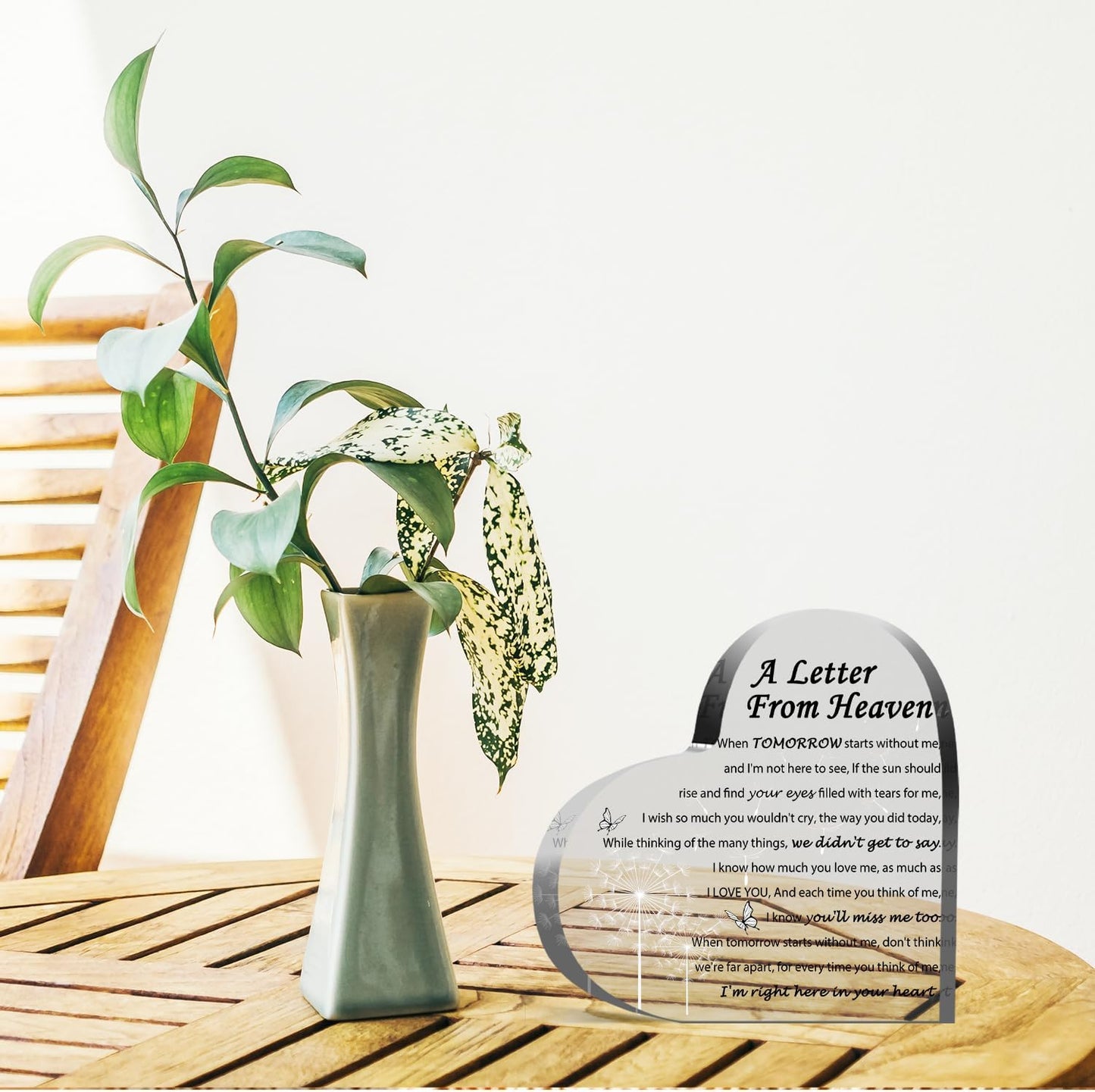 Sympathy Gifts - A Letter from Heaven- Memorial Gift for Loss of Mother Father Husband Son, Acrylic Heart Keepsake,Remembrance Sympathy Gifts, grief gifts