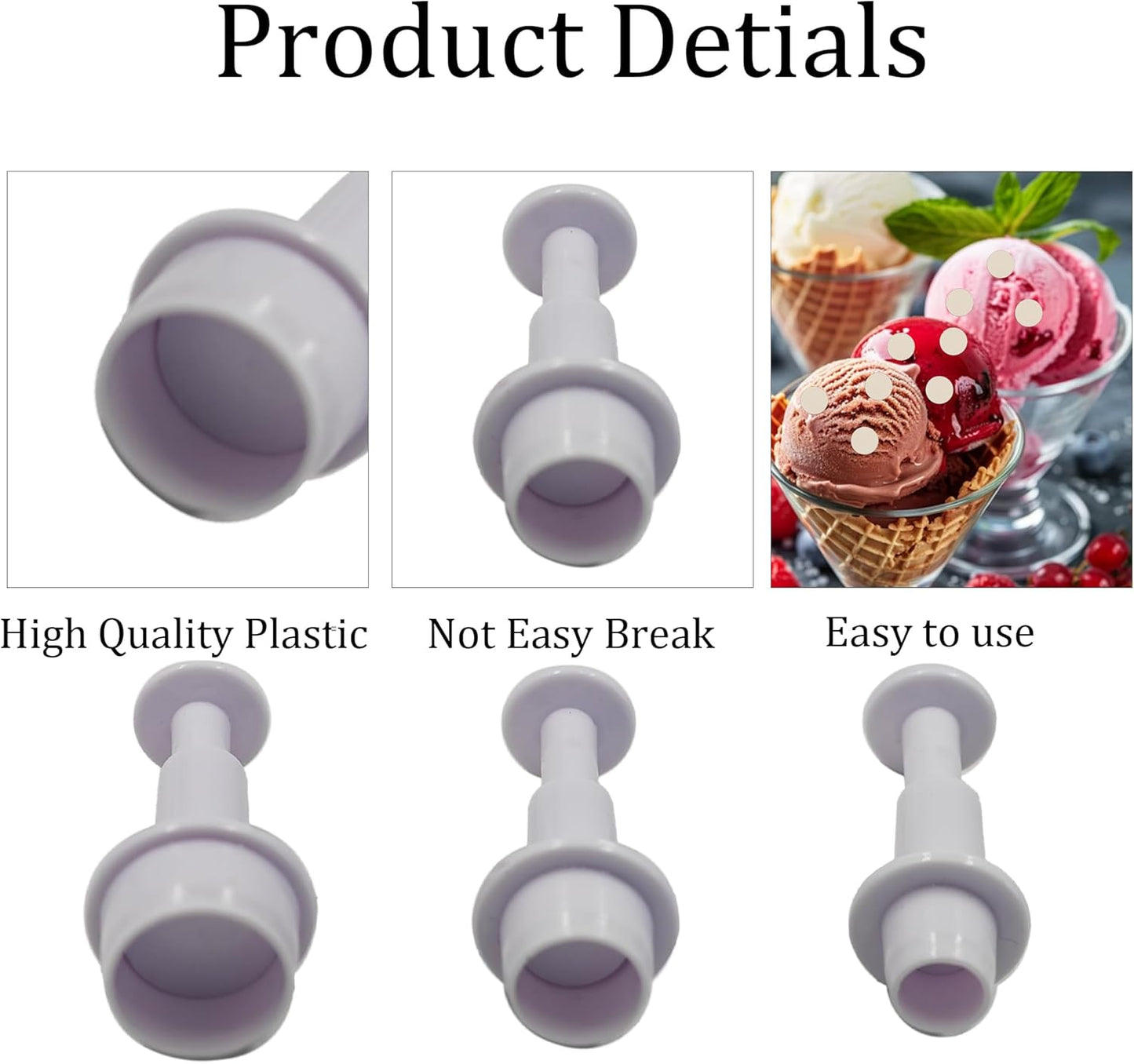 pson 3Pcs Plunger Cookie Cutter Set, Mini Plastic Biscuit Molds for Cake Decorating, Baking, Fondant, and DIY Crafts(Round)