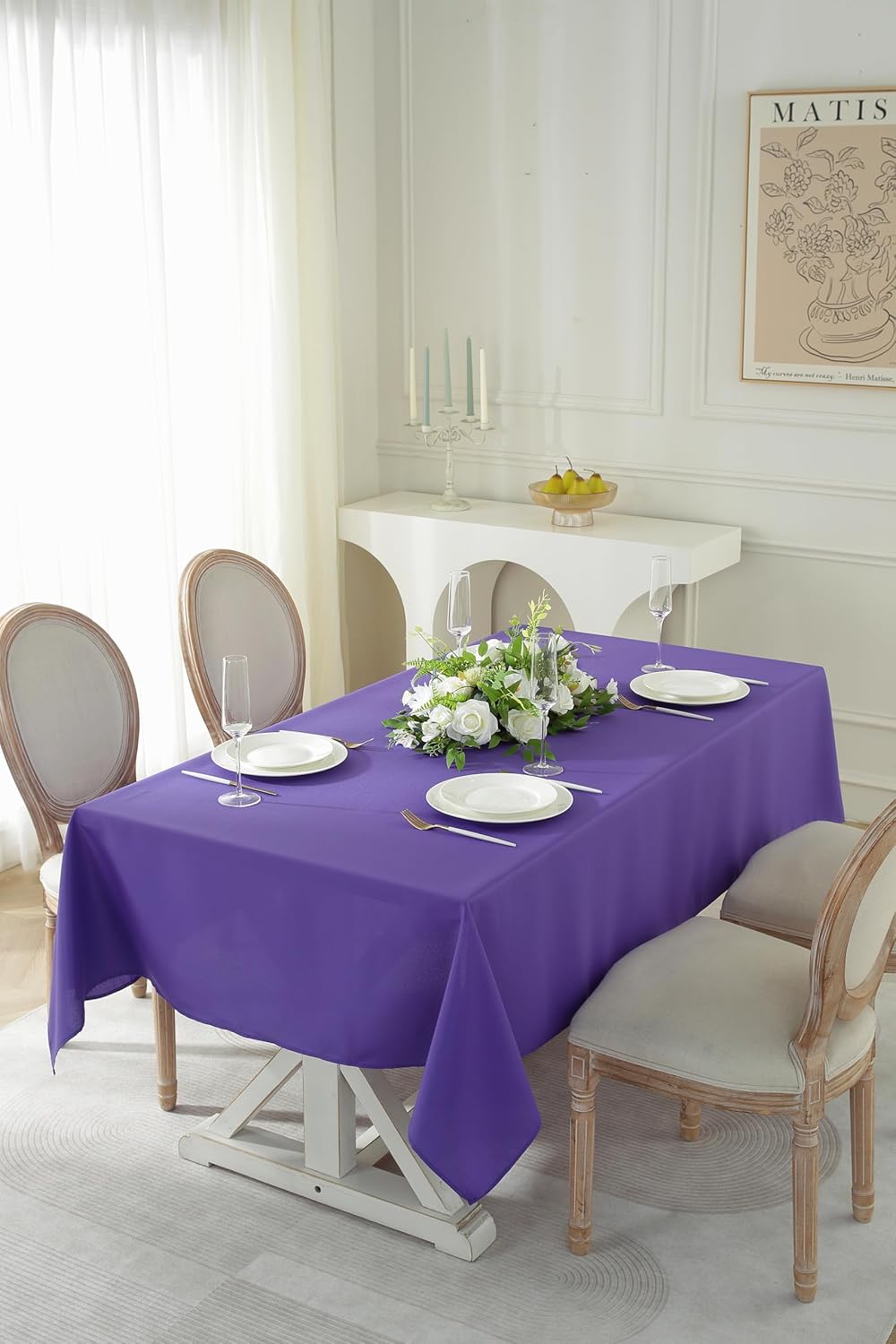 Craft And Party Rectangle Tablecloth, 70 x 108 Inch Purple Tablecloth, Polyester Fabric Washable Table Cloth for Home, Party, Wedding or Restaurant Use.