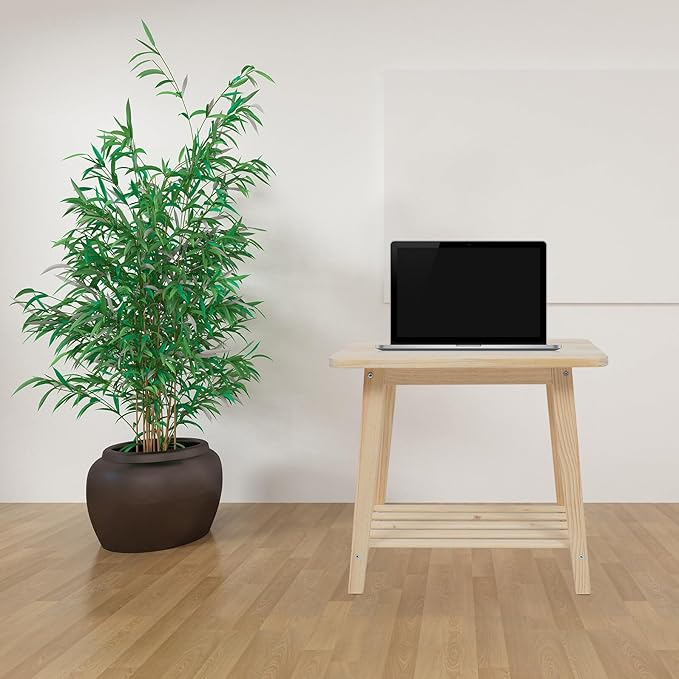 PRETYZOOM Nordic Style Small Solid Wood Sofa Side Table Living Room Coffee - Image 2