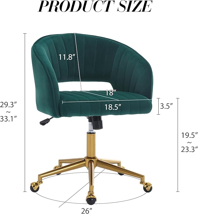 Home Office Chair Swivel Velvet Desk Chair Accent Armchair Upholstered Modern - Image 3