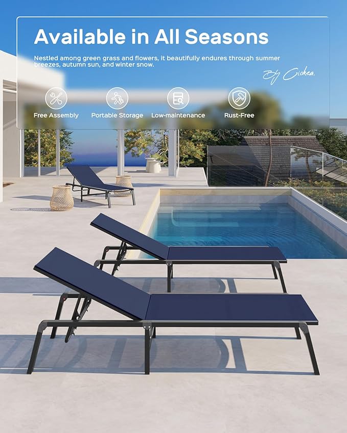 Patio Chaise Lounge Chair Set of 4, Foldable Lounge Chair - Image 4