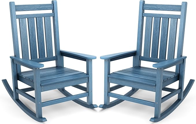SERWALL Outdoor Rocking Chair Set of 2, HDPE Rocking Chair by SERWALL