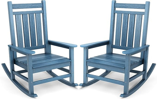 SERWALL Outdoor Rocking Chair Set of 2, HDPE Rocking Chair by SERWALL