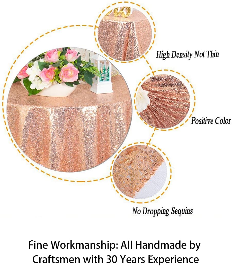ShinyBeauty Small Tablecloth Square 36x36-Inch Rose Gold Sequin Tablecloths Glitter Table Cover Overlay Rose-Golden Wedding Table Cloths Sequin Fabric Table Linen for Round Tables Birthday