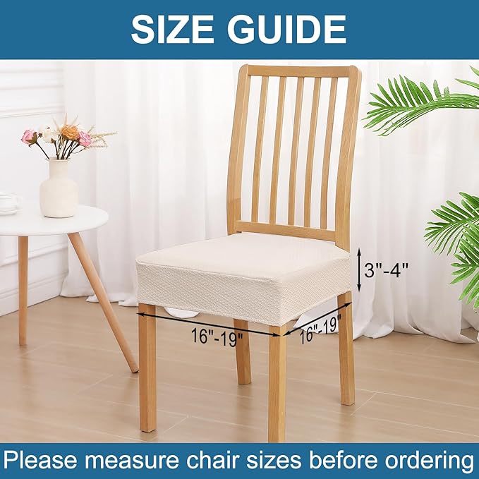 Smiry Waterproof Seat Covers for Dining Room Chairs Set of 6, Stretch Jacquard - Image 2