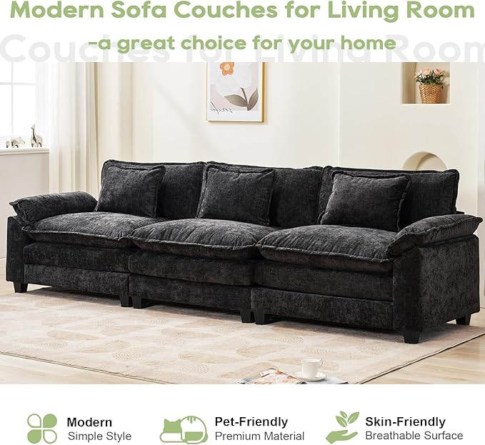 Oprisen 120" Modular Sectional Sofa, Comfy Cloud Couch Sectional Sofa, Chenille - Image 7