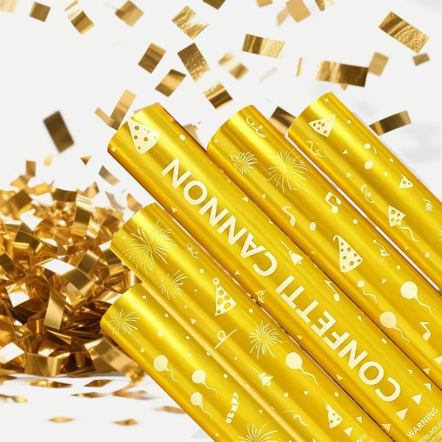 12 Inch Confetti Cannons – 5-Pack Gold Confetti Poppers for Graduation, Birthday, and New Year’s Eve Parties – Perfect Party Poppers for Memorable Moments!